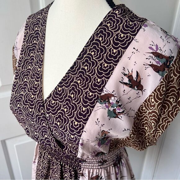 Anthropologie Corey Lynn Calter botanical hummingbirds silk top size 6 - Picture 2 of 4